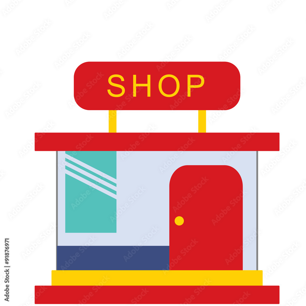 Building shop store flat icon - obrazy, fototapety, plakaty 