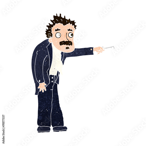 cartoon man trembling with key unlocking