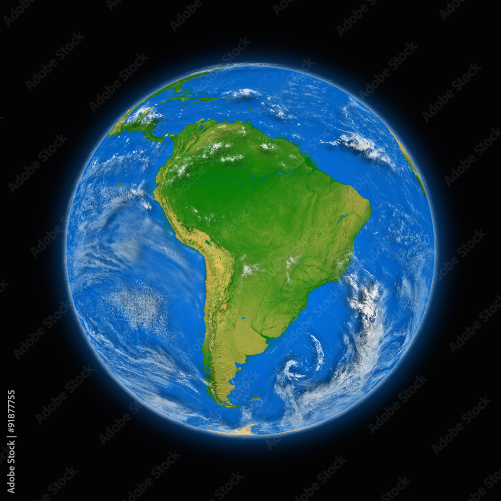 Fototapeta premium South America on planet Earth