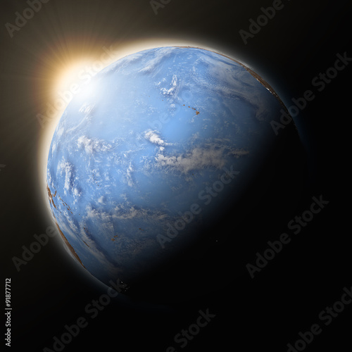 Fototapeta Naklejka Na Ścianę i Meble -  Sun over Pacific Ocean on planet Earth