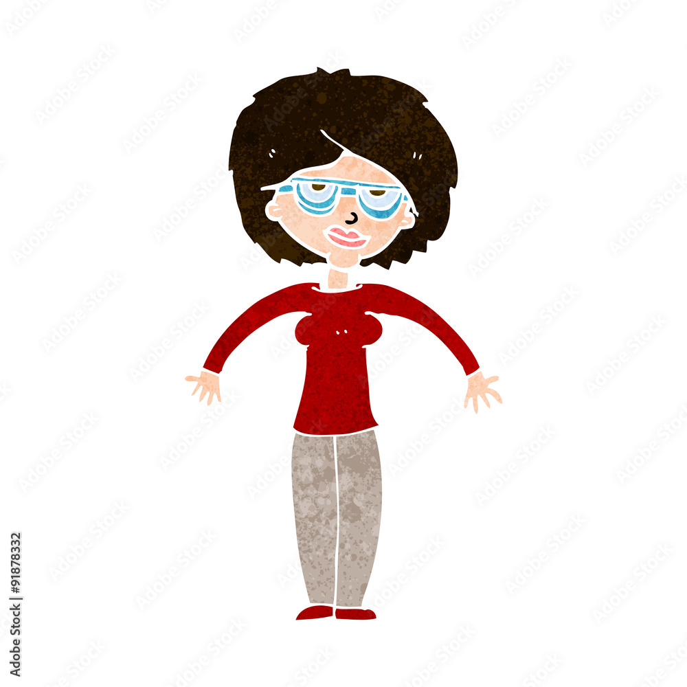 cartoon woman shrugging shoulders