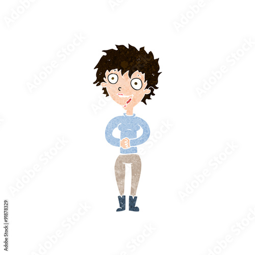 cartoon crazy excited woman