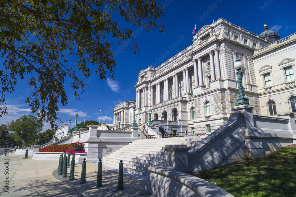 Fototapeta premium Library of Congress, Thomas Jefferson Building in Washington DC, USA