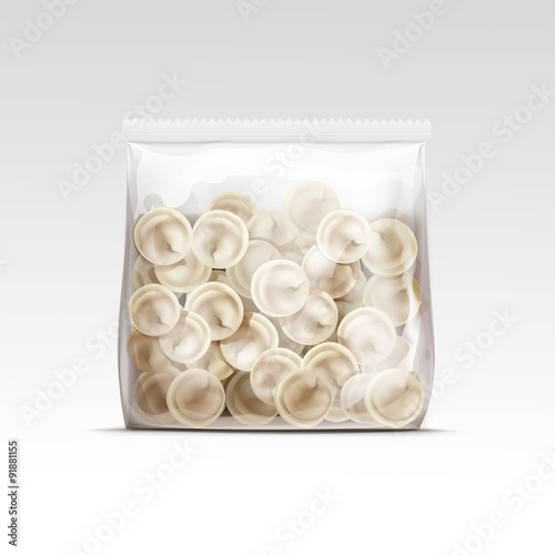 Pelmeni Meat Dumplings Ravioli Tortellini Packaging Vector