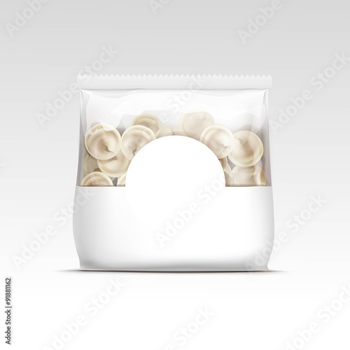 Pelmeni Meat Dumplings Ravioli Tortellini Packaging Vector