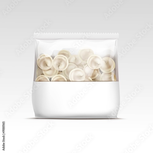 Pelmeni Meat Dumplings Ravioli Tortellini Packaging Vector