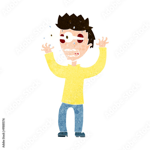 cartoon terrified man