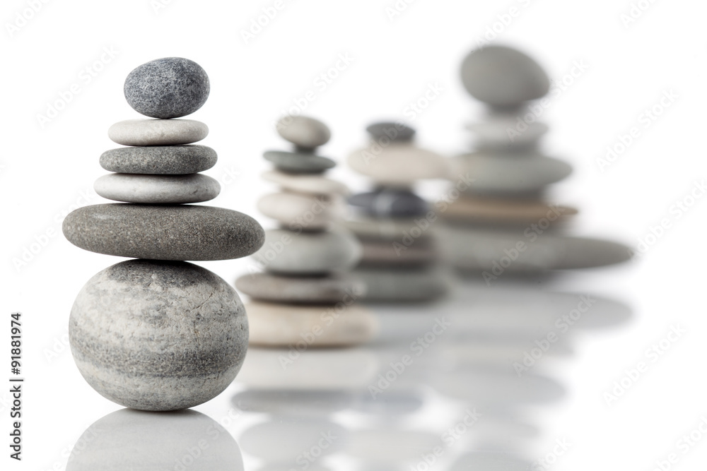 Fototapeta premium Group of alanced piles of different river stones