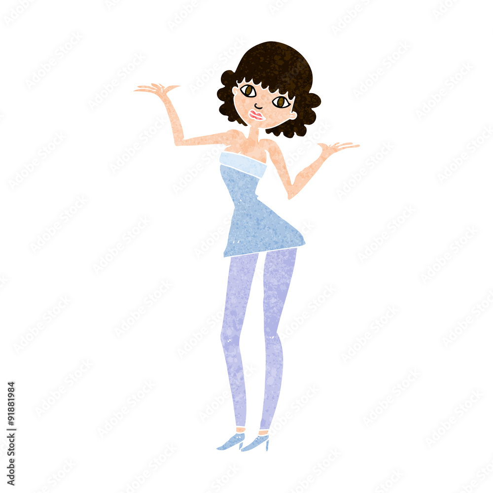 cartoon woman in cocktail dress cartoon woman in cocktail dress