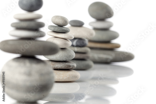 Group of alanced piles of different river stones