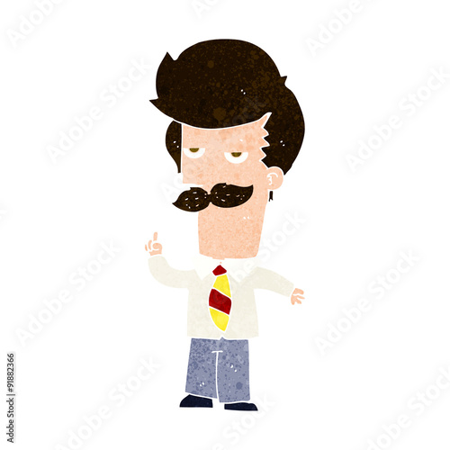 cartoon mna with mustache explaining