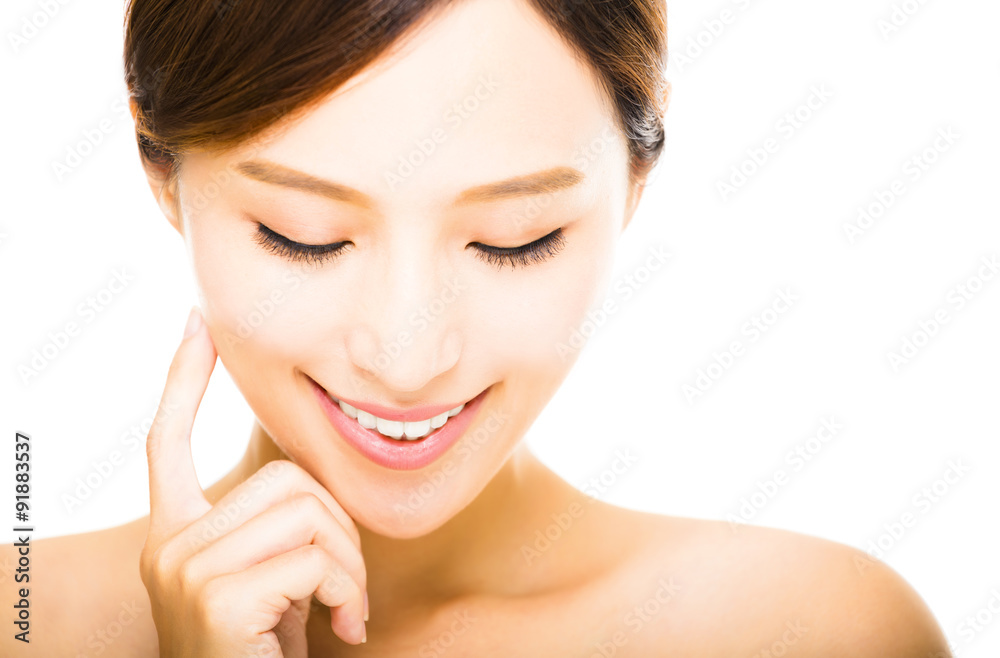 beautiful young smiling woman with clean face beautiful young smiling woman with clean face