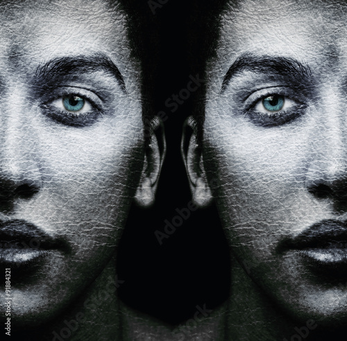 Foto Human cloning and identical twin copy concept