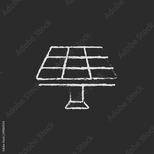 Solar panel icon drawn in chalk. © Visual Generation