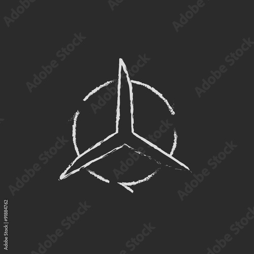 Windmill with arrows icon drawn in chalk.