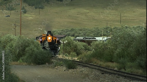 Steam Train to Camera in Valley
