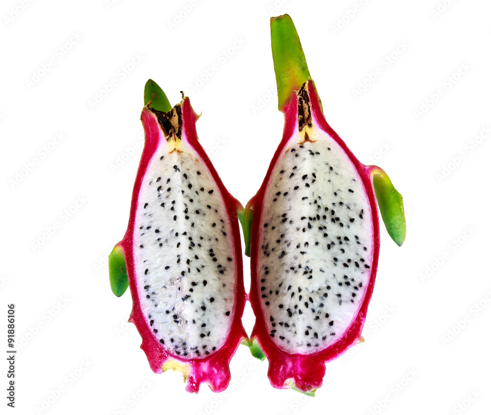 Hylocercus undatus( dragon fruits) On a white background Hylocercus undatus( dragon fruits) On a white background