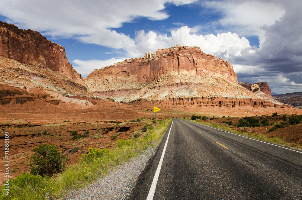 Canyons with Road at Capitol Reef National Park, Utah Canyons with Road at Capitol Reef National Park, Utah