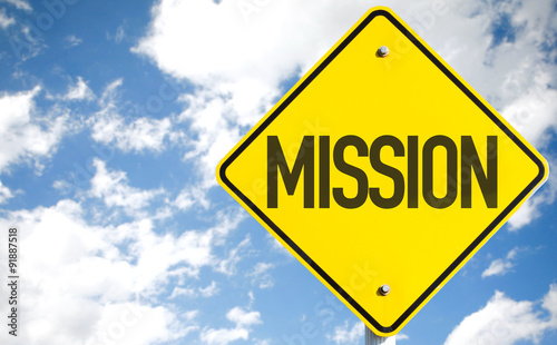 Mission sign with sky background