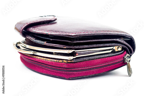 used worn out ladies leather wallets © lalithherath