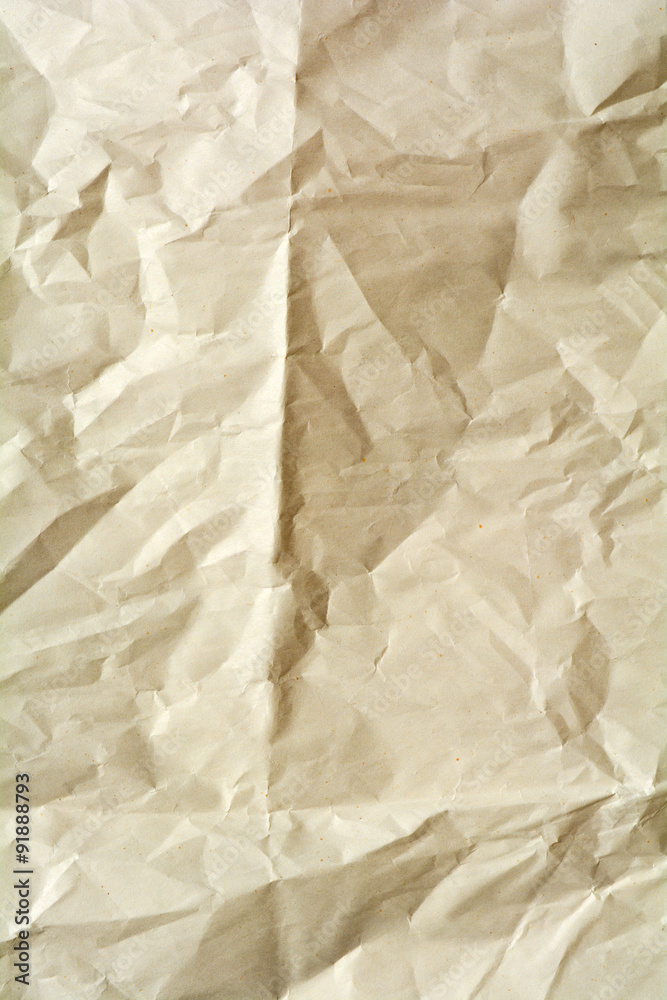 Fototapeta premium White crumpled paper for background. Brown and yellow textured grunge surface for design.