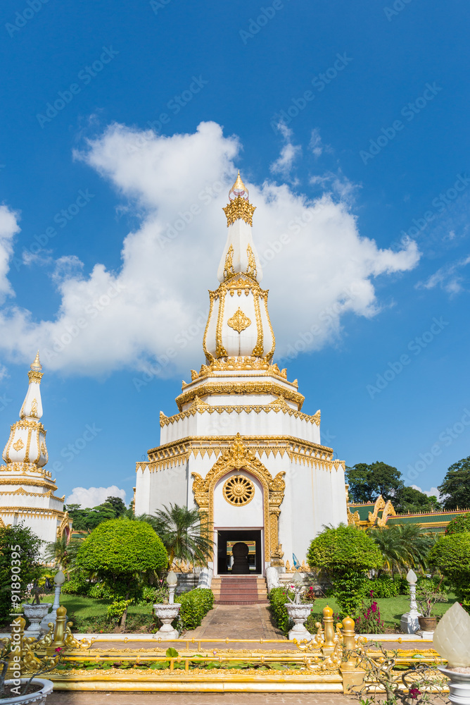 Thai temple on blue sky background