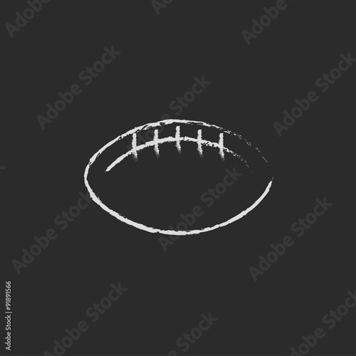 Rugby football ball icon drawn in chalk.