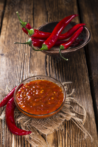 Fresh made Chili Sauce (Sambal Oelek) photo