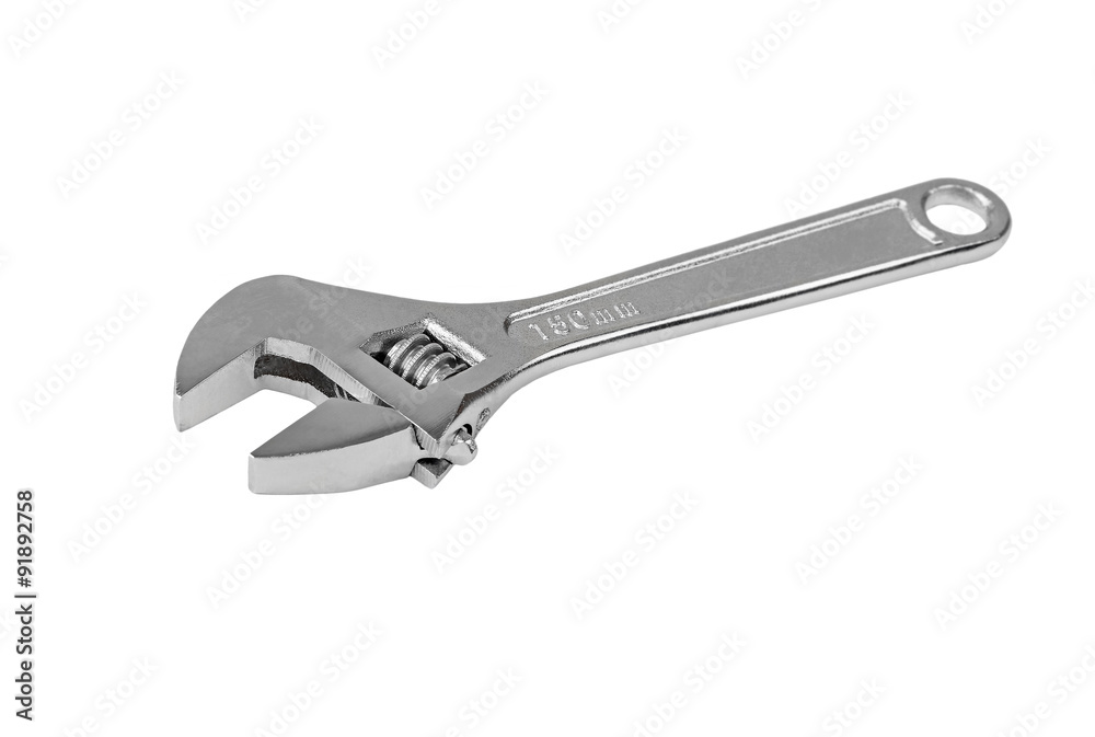 New steel wrench, isolated on white background New steel wrench, isolated on white background
