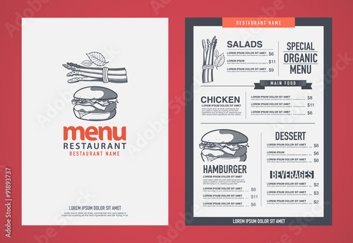 Hipster restaurant menu design.