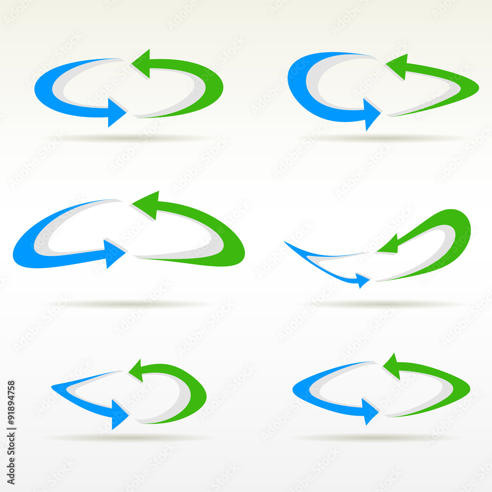 set of plain round arrow icons. refresf button set of plain round arrow icons. refresf button
