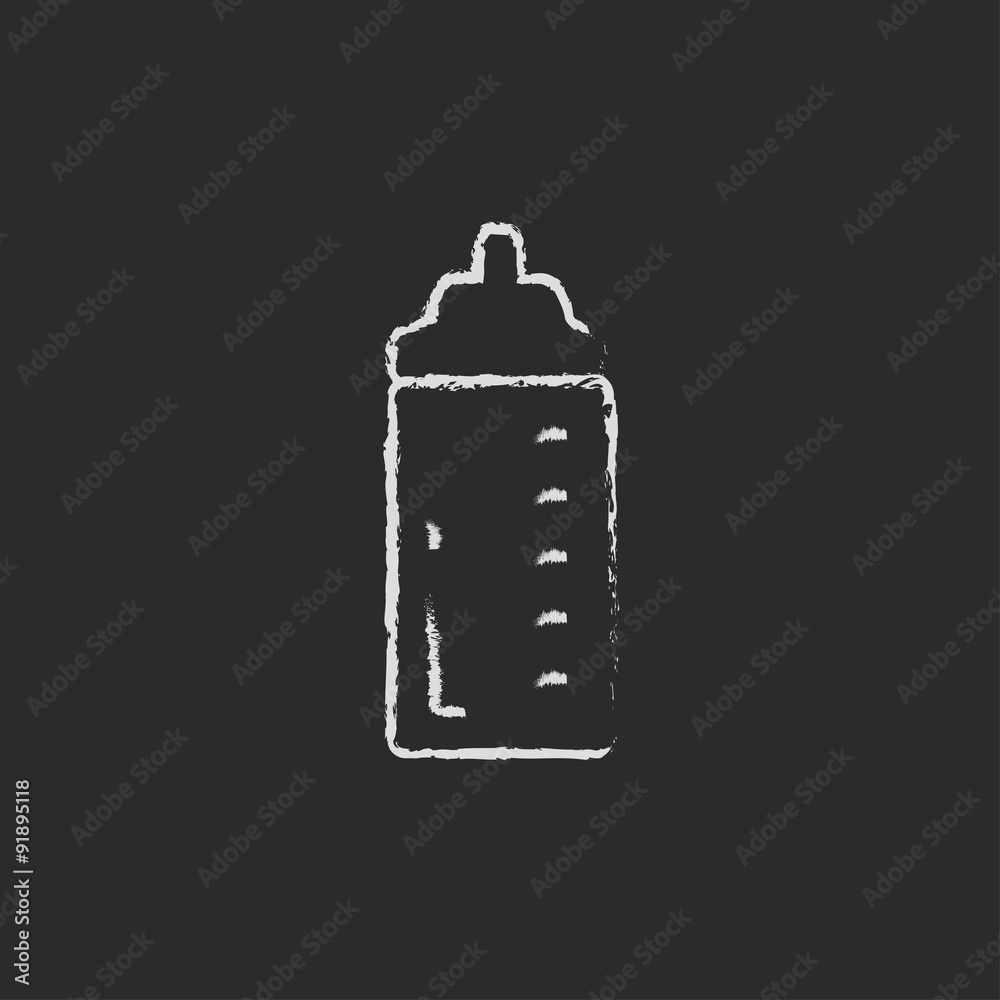 Feeding bottle icon drawn in chalk. Feeding bottle icon drawn in chalk.