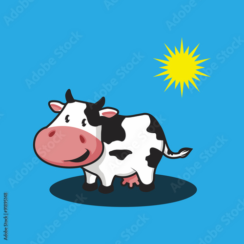 Fun Cow Smile in Sun Shine Vector photo