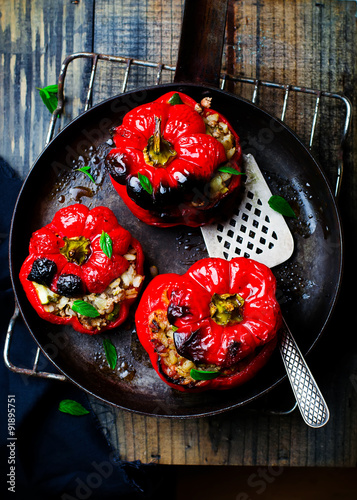 the sweet pepper stuffed with lamb and pearl barley