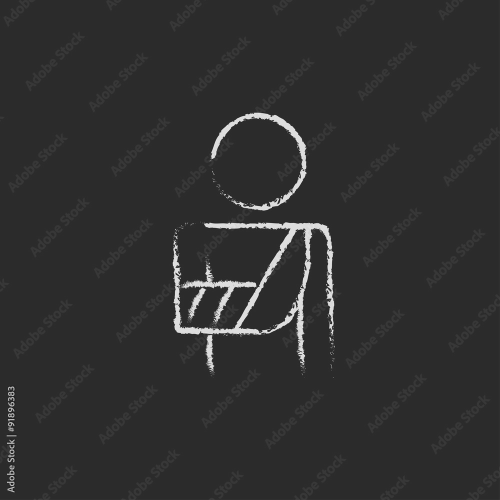 Injured man icon drawn in chalk. Injured man icon drawn in chalk.