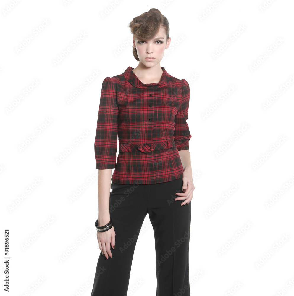 Beautiful fashion model in fashion clothes isolated Beautiful fashion model in fashion clothes isolated