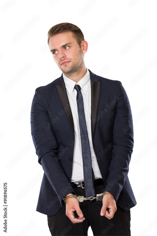 Businessman with both hand handcuffed Businessman with both hand handcuffed