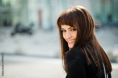 Woman in street portrait