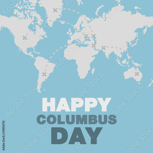 Christopher Columbus day poster map and ocean theme flat design