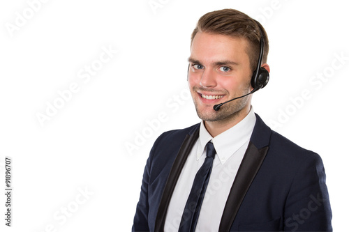 Businessman wearing a headset