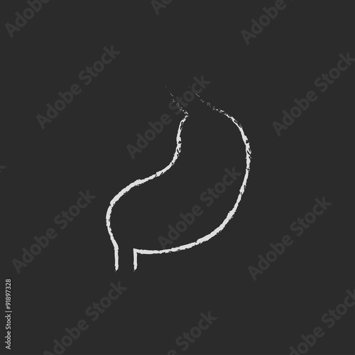 Stomach icon drawn in chalk.