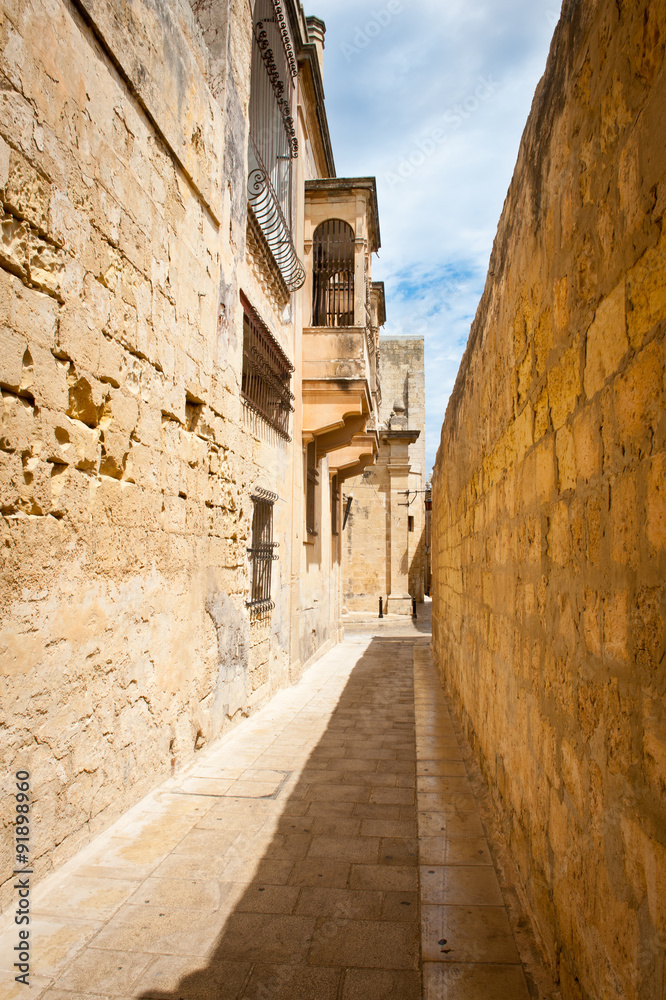 Narrow road in medieval town of Mdina