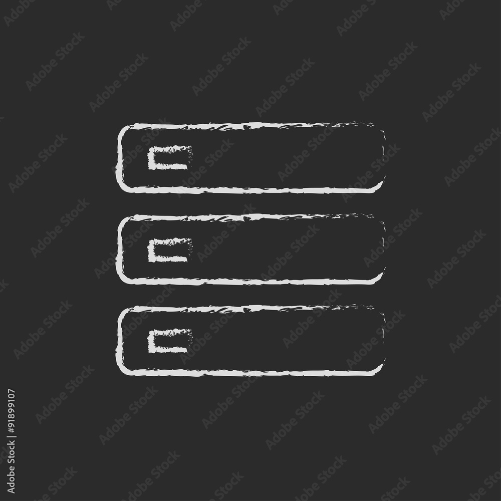 Computer server icon drawn in chalk. Computer server icon drawn in chalk.