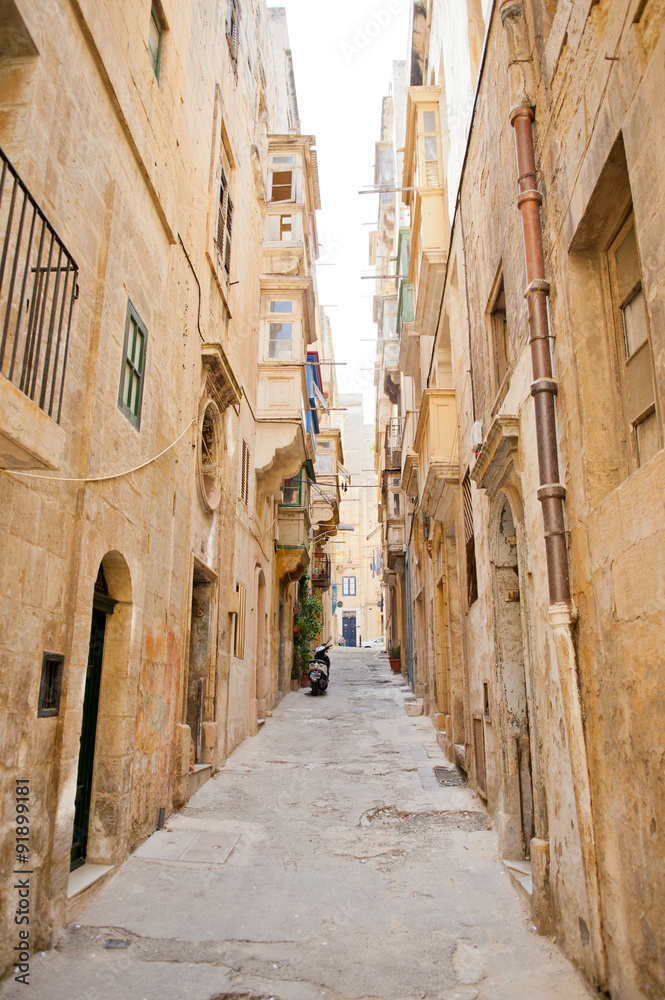 Typical view of street in Valletta, Malta Island