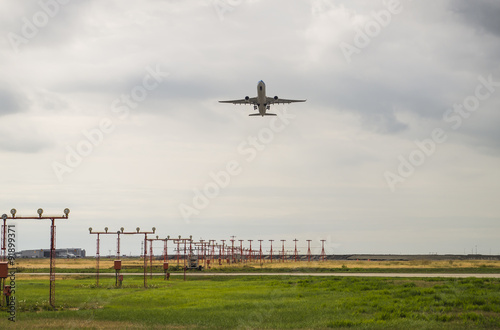 Airplane taking off at the airport