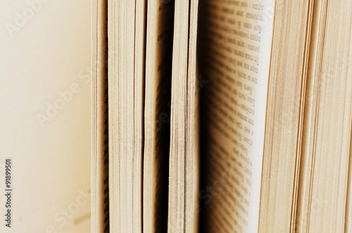 Close up of stack of old books