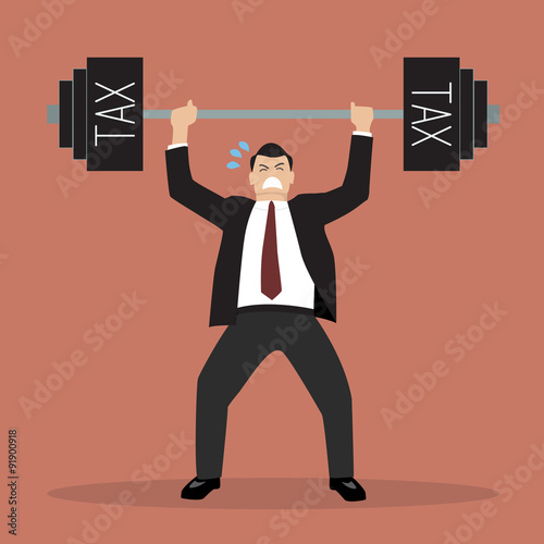 businessman lifting a heavy weight tax