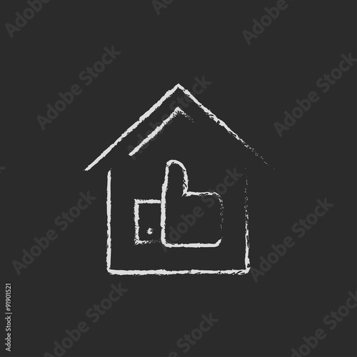 Great house icon drawn in chalk.
