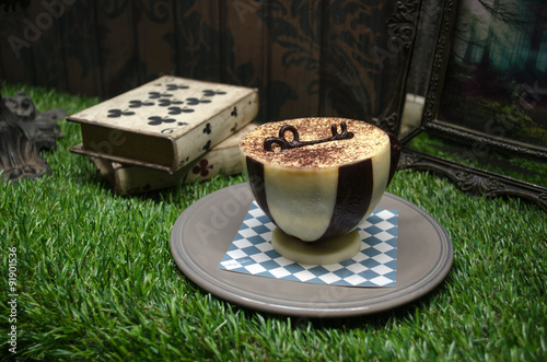 Tiramisu Cake in a White Chocolate Cup  (Alice in Wonderland The