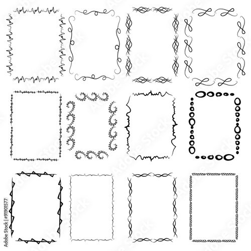 A set of twelve rectangular framework. Manual sketch.